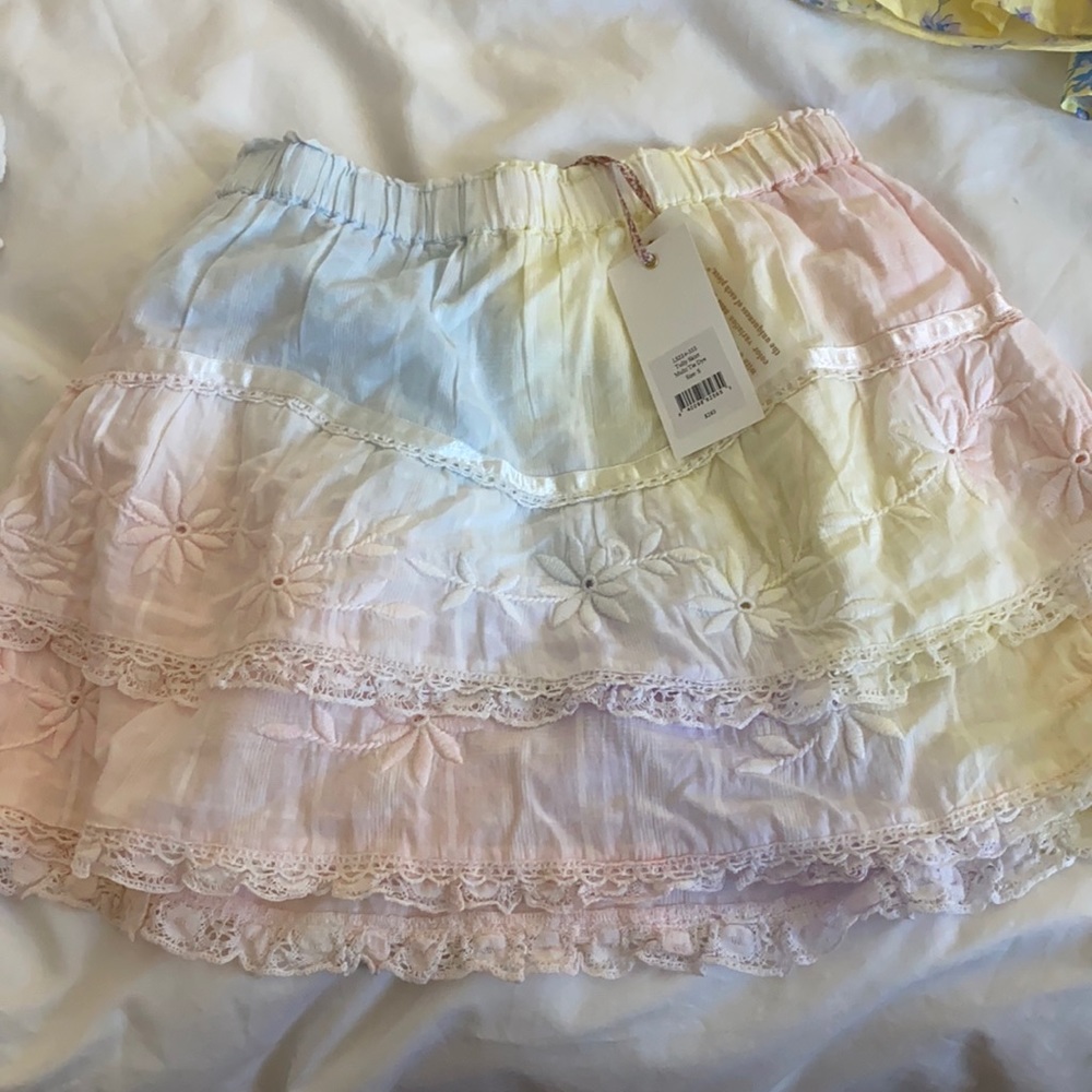 tie dye loveshack fancy small skirt with tags